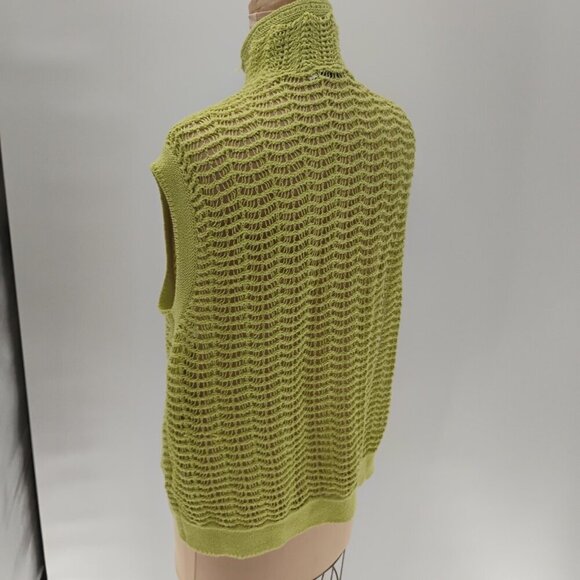 ZARA TEXTURED KNIT VEST LIMITED EDITION LIGHT GREEN crotchet knit fall cotton - Picture 4 of 15